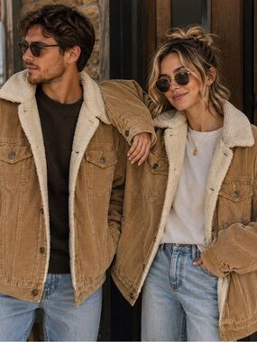 GAP Sherpa-Lined Corduroy Jacket • Tan Camel • Size M
